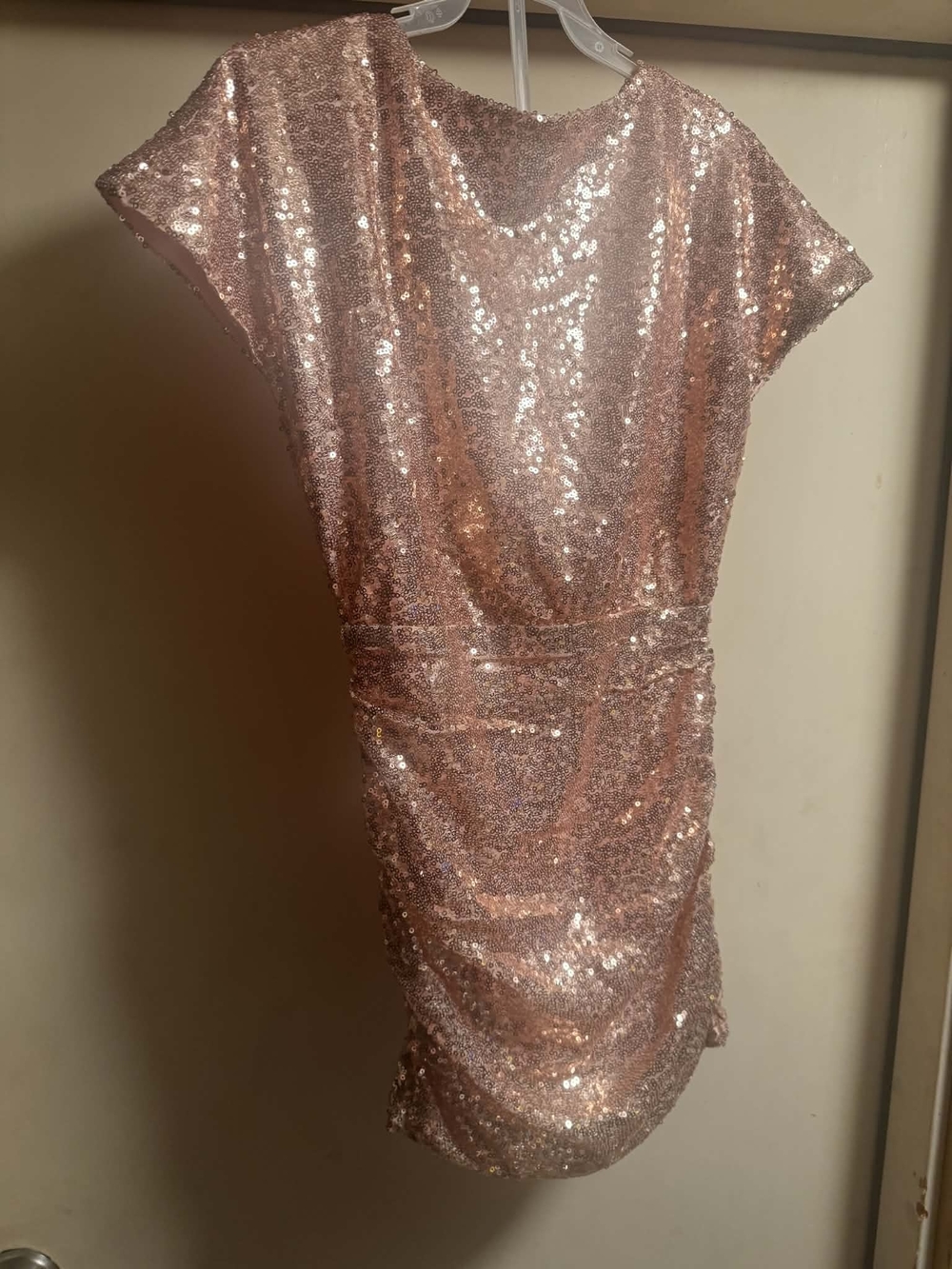 Sparkling Rose Gold Sequin Girls' Formal Dress with Cap Sleeves